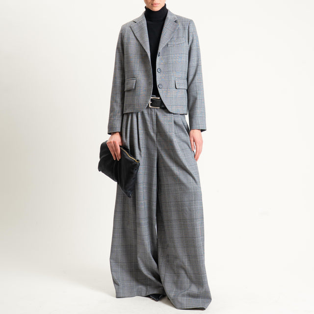 Tensione in-Pantalone wide leg principe di galles - grigio