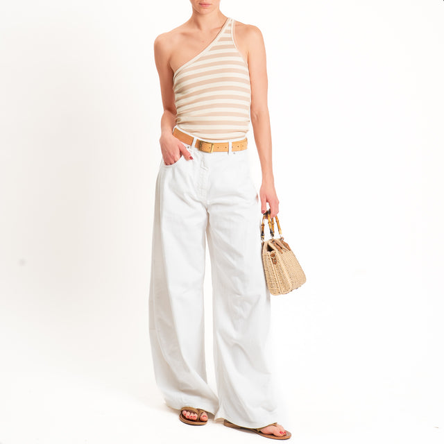 Tensione in-Top monospalla a righe - beige/burro