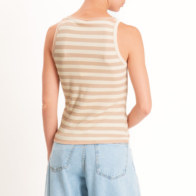 Tensione in-Top a costine a righe - beige/burro