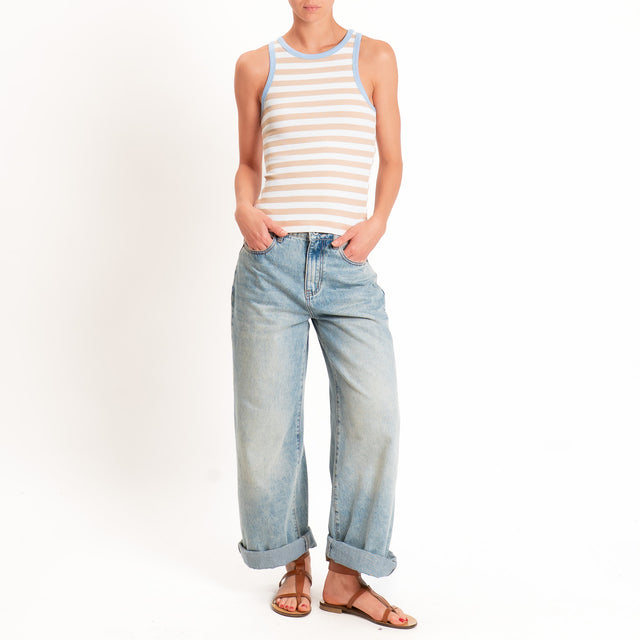 Tensione in-Top vogatore a righe - azzurro/beige/burro