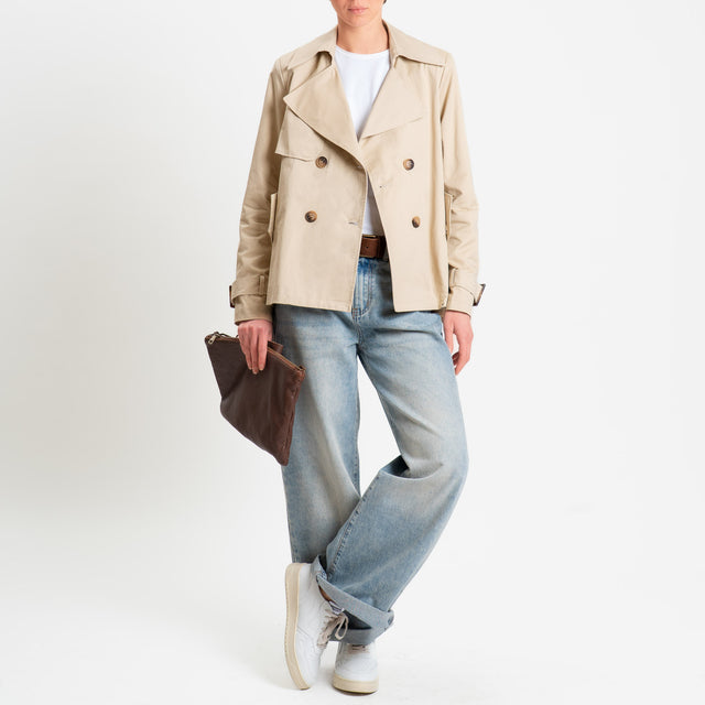 Tensione in-Trench corto doppiopetto - beige