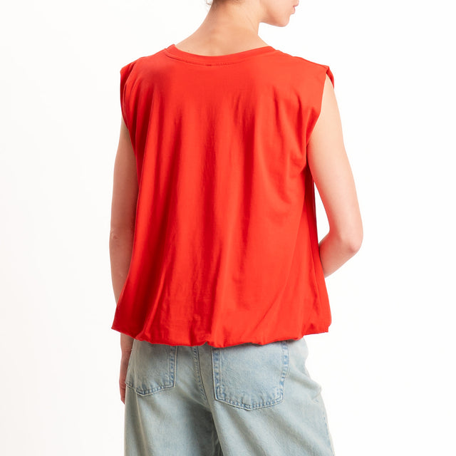 Tensione in-T-shirt smanicata fondo palloncino - rosso