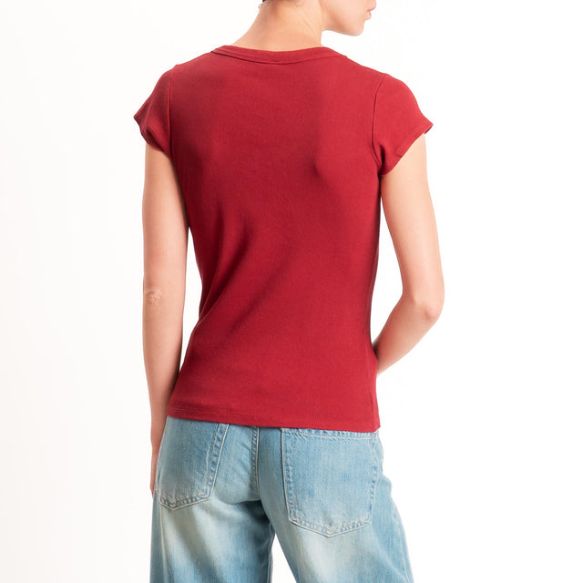 Tensione in-T-shirt scollo v a costine - india