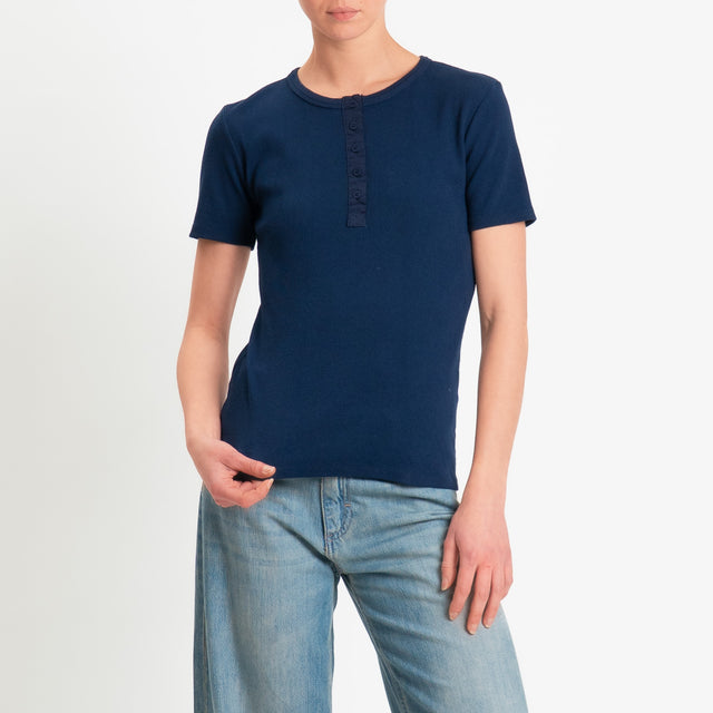 Tensione in-Chester costine con bottoni - blu