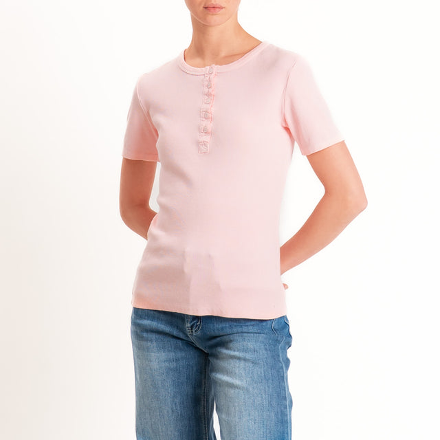 Tensione in-Chester a costine con bottoni - pink
