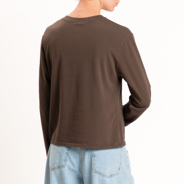 Tensione in-T-shirt rebecchina in jersey - cioccolato