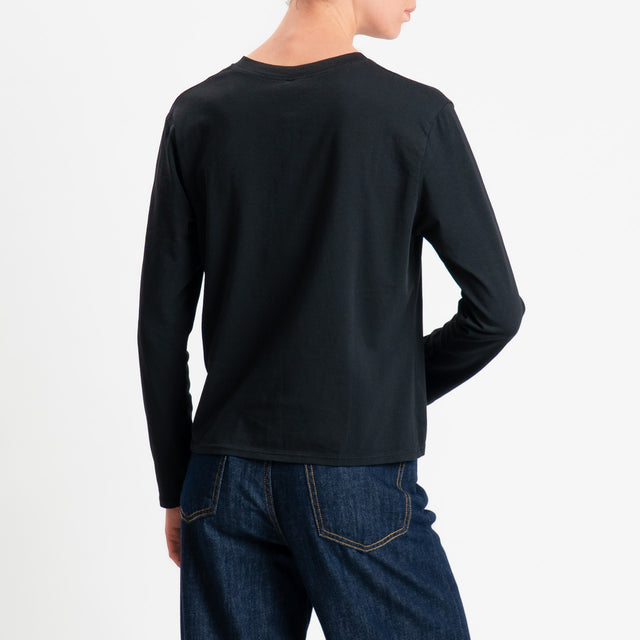Tensione in-T-shirt rebecchina in jersey - nero