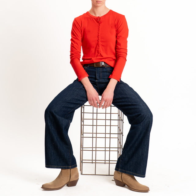 Tensione in-T-shirt serafino cotone elasticizzato - rosso