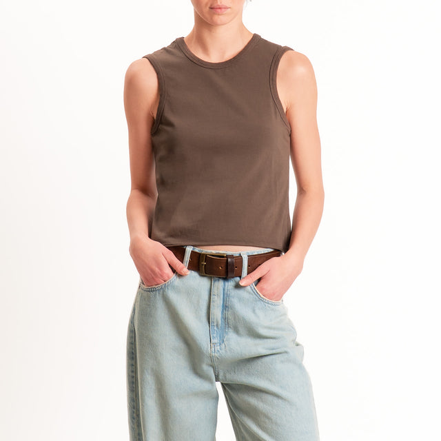 Tensione in-Top cotone elasticizzato - choco