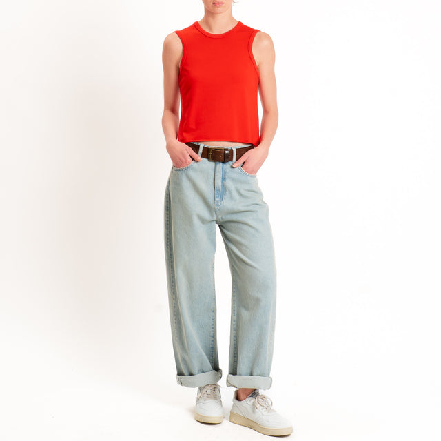 Tensione in-Top cotone elasticizzato - rosso
