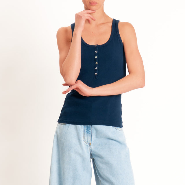 Tensione in-Top serafino a costine - Blu