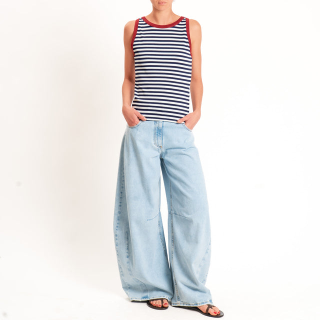 Tensione in-Top righe in jersey - india/panna/blu