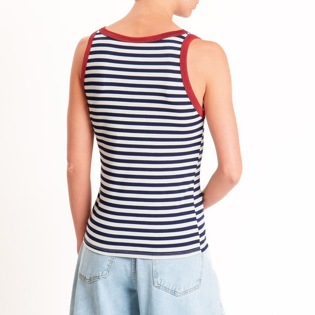 Tensione in-Top righe in jersey - india/panna/blu