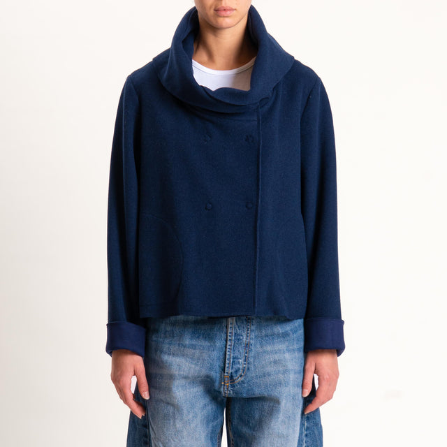 Tensione in-Giaccone con cappuccio velour neoprene - blu