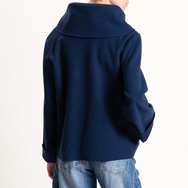 Tensione in-Giaccone con cappuccio velour neoprene - blu