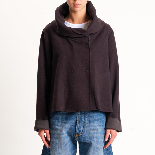 Tensione in-Giaccone con cappuccio velour neoprene - moro