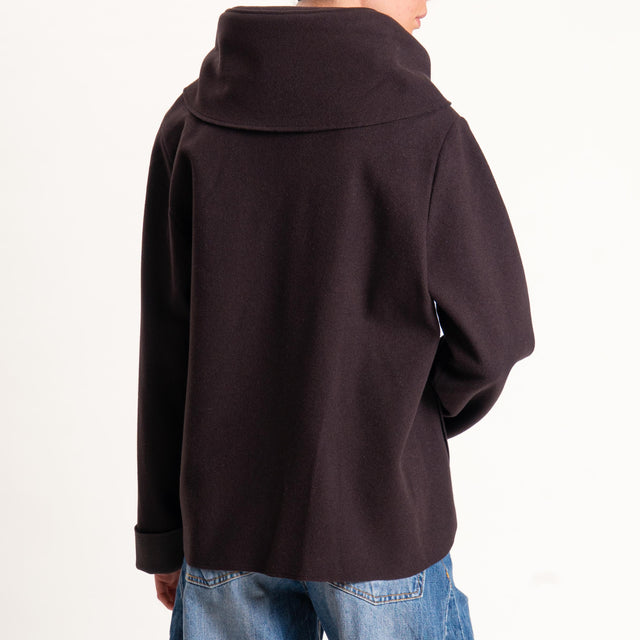 Tensione in-Giaccone con cappuccio velour neoprene - moro
