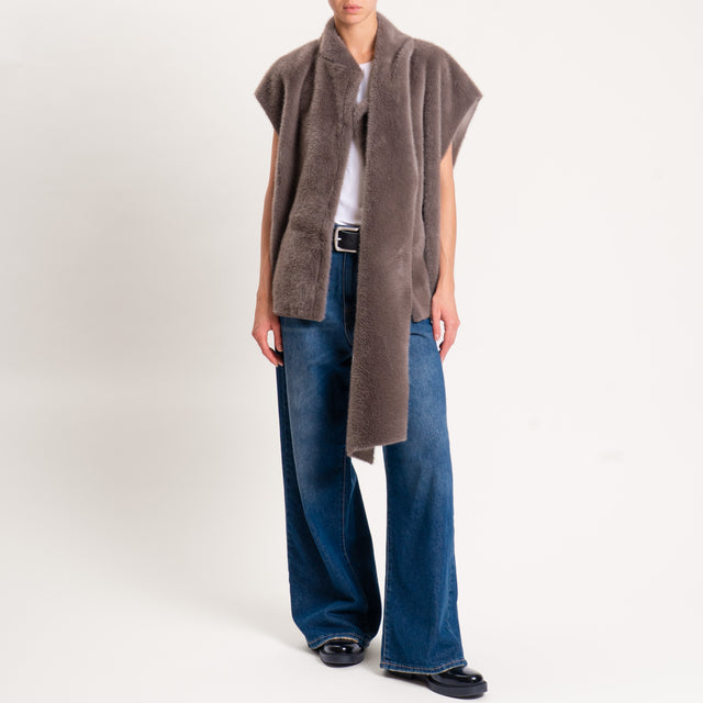 Tensione in-Gilet ecopellicia con sciarpa - fango