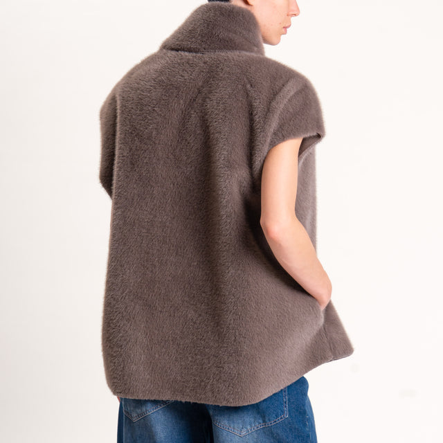 Tensione in-Gilet ecopellicia con sciarpa - fango
