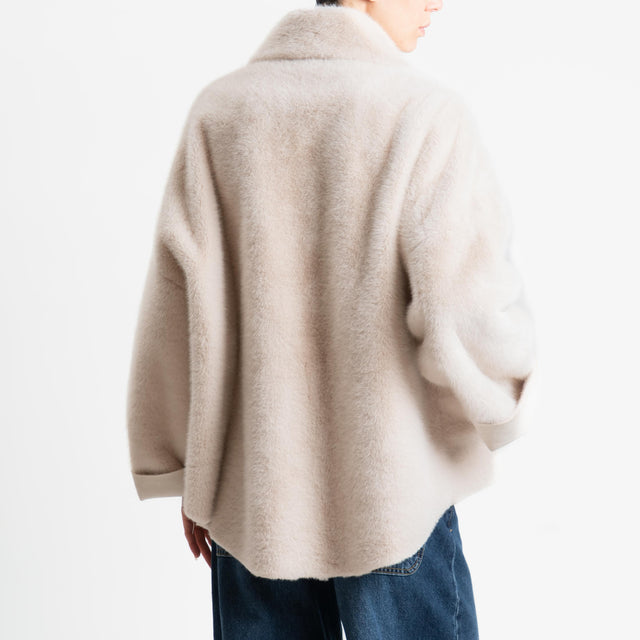 Tensione in-Giacca ecopelliccia taglio vivo - panna