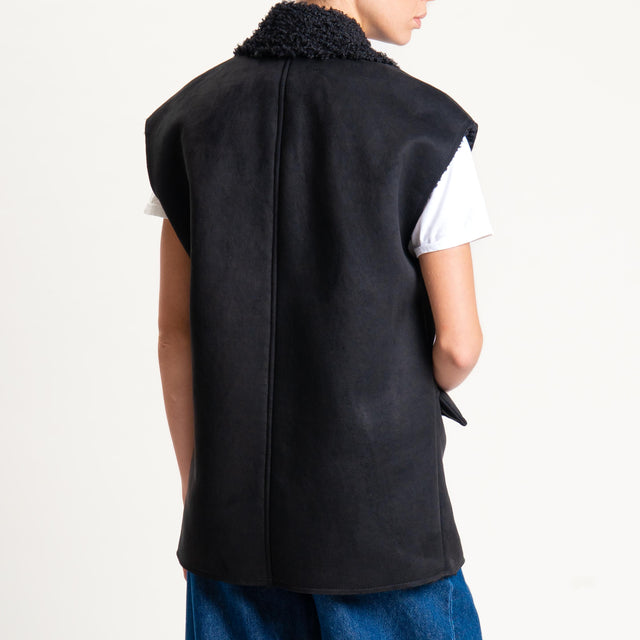 Tensione in-Gilet doppiopetto ecomontone - nero