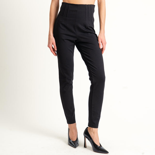 Tensione in-Leggings punto milano vita alta - nero