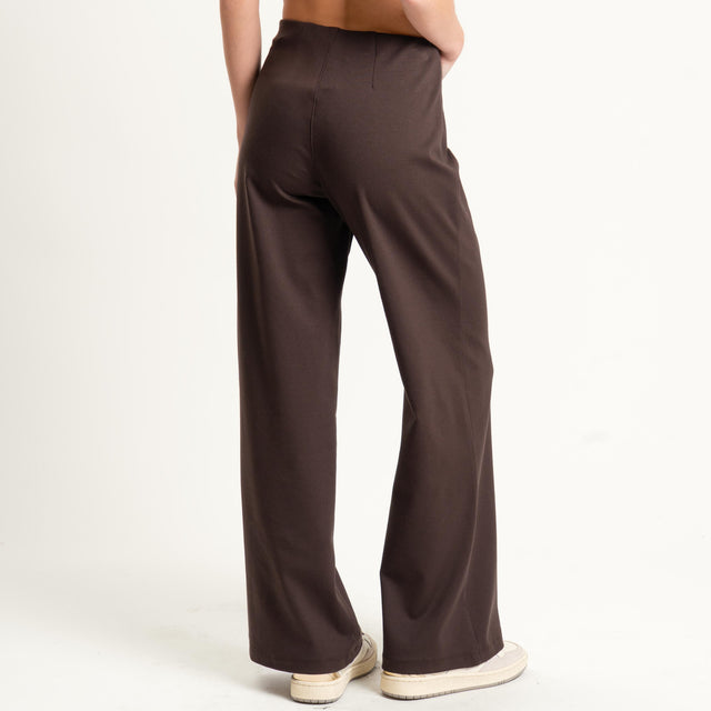 Tensione in-Pantalone wide leg punto milano comfort fit - moro
