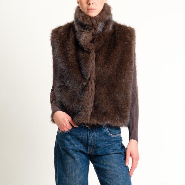 Tensione in-Gilet ecopelliccia - moro