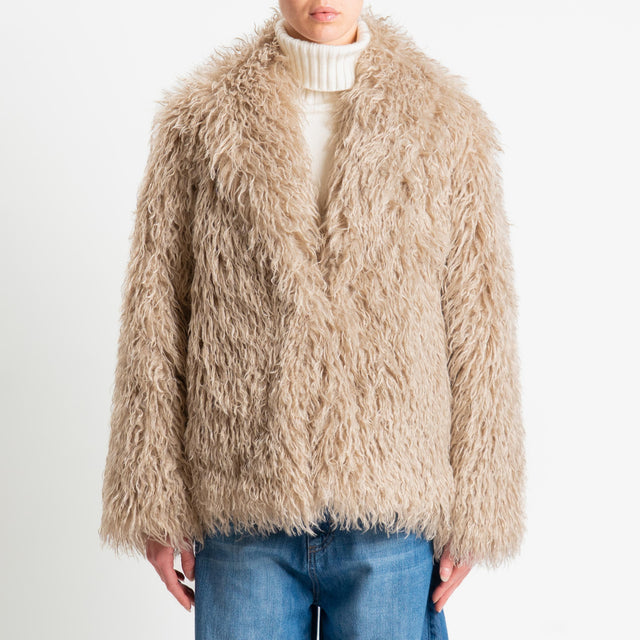 Tensione in-Ecopelliccia con tasche - sand