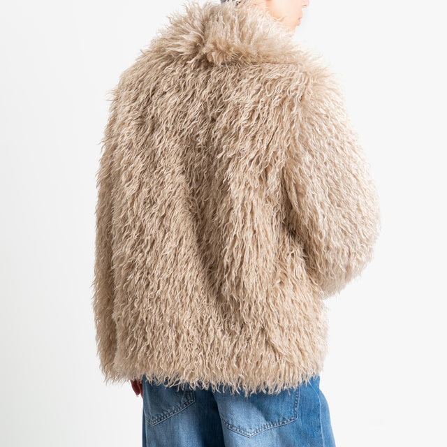 Tensione in-Ecopelliccia con tasche - sand