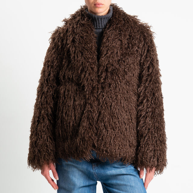 Tensione in-Ecopelliccia con tasche - moro