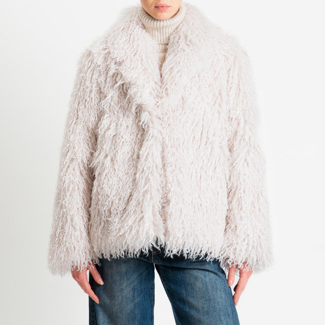 Tensione in-Ecopelliccia con tasche - latte