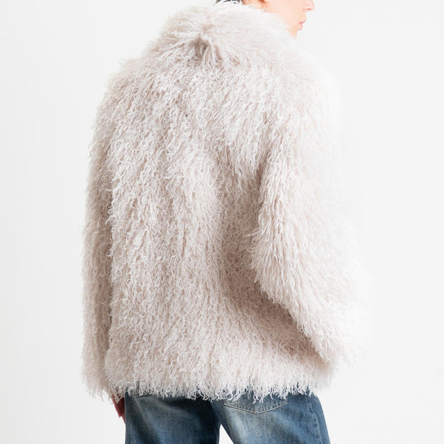 Tensione in-Ecopelliccia con tasche - latte