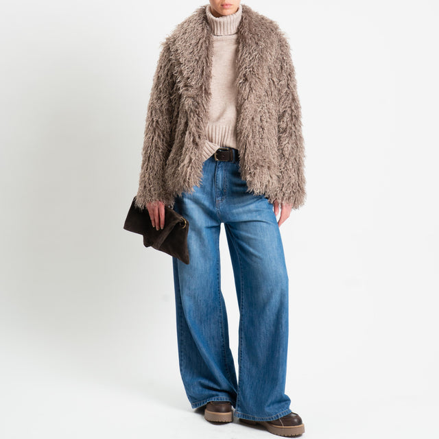 Tensione in-Ecopelliccia con tasche - taupe