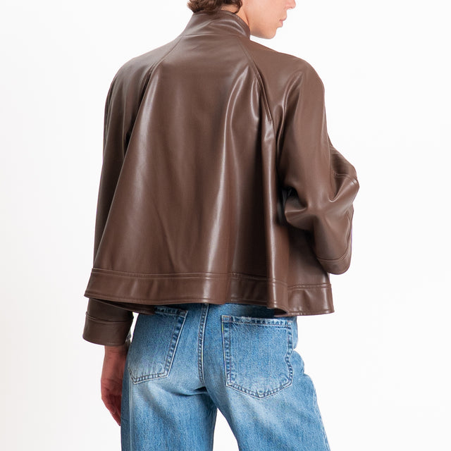 Tensione in-Giacca similpelle con zip - moro