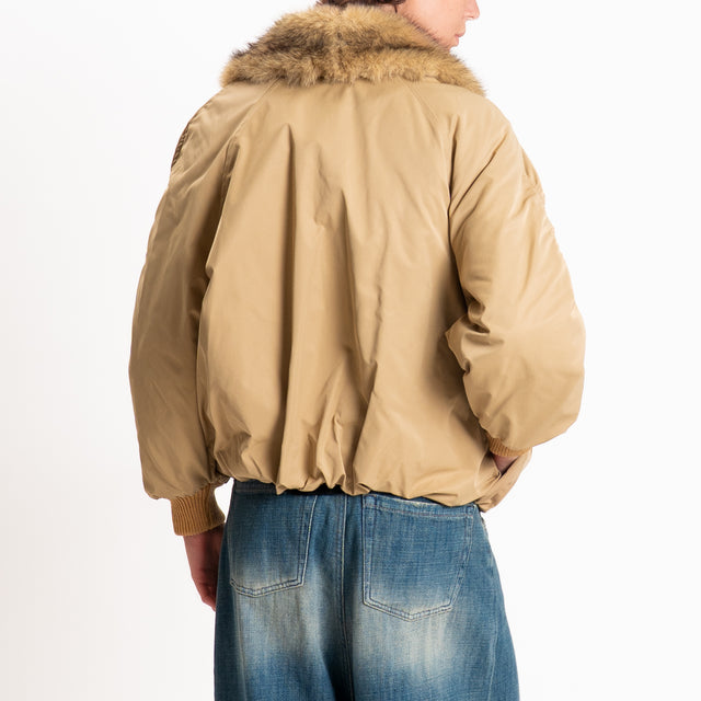 Tensione in-Bomber con ecopelliccia - cammello