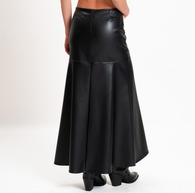 Tensione in-Gonna similpelle con spacco - nero