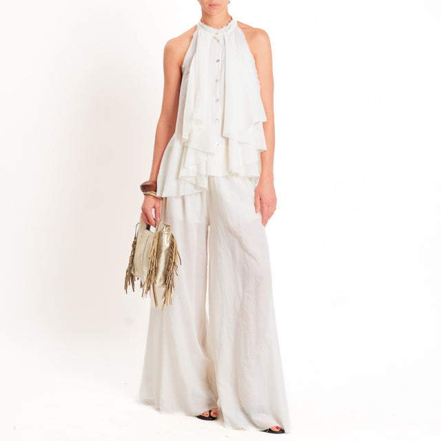 Tensione in-Camicia in mussola smanicata con rouches - burro