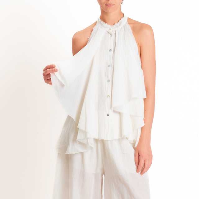 Tensione in-Camicia in mussola smanicata con rouches - burro