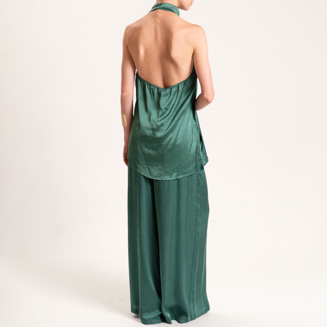 Tensione in-Top satin scollo americana - VERDE