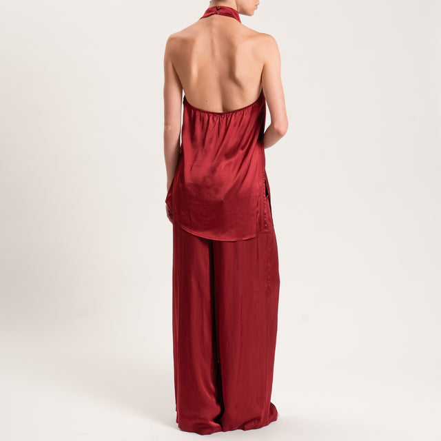 Tensione in-Top satin scollo americana - cabernet