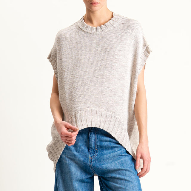 Tensione in-Maglia cannolè stondato misto alpaca con manicotti - beige