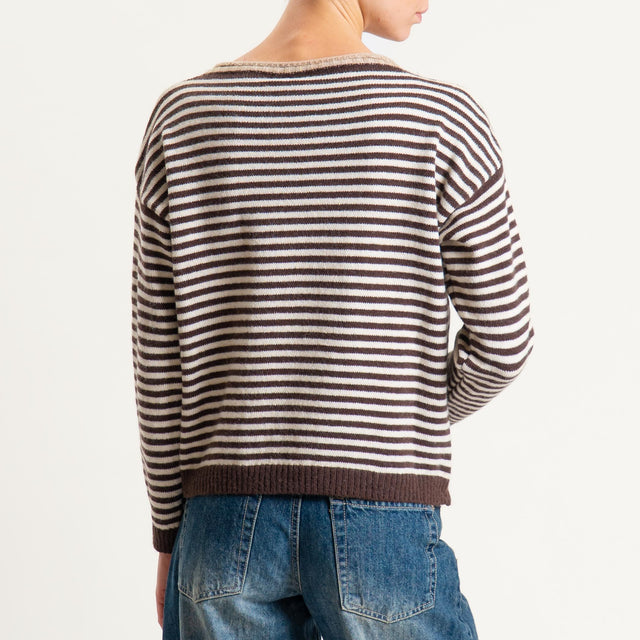 Tensione in-Maglia a righe misto lana - moro/casha/latte