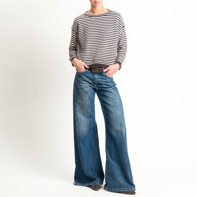 Tensione in-Maglia a righe misto lana - bordeaux/grigio/latte