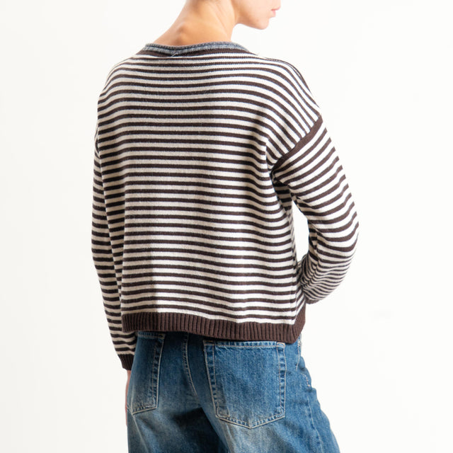 Tensione in-Maglia a righe misto lana - bordeaux/grigio/latte