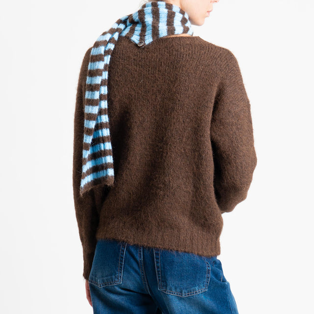 Tensione in-Maglia con sciarpa a righe - moro/celeste