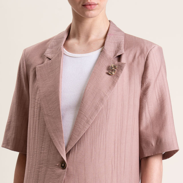 Tensione in-Giacca con spilla viscosa goffrato - rosa