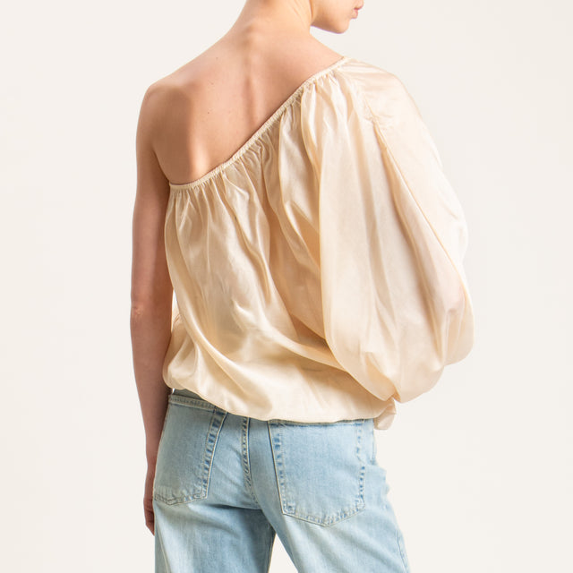 Tensione in-Blusa mussola monospalla - beige