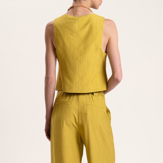 Tensione in-Completo gilet e pantalone viscosa goffrato - olio