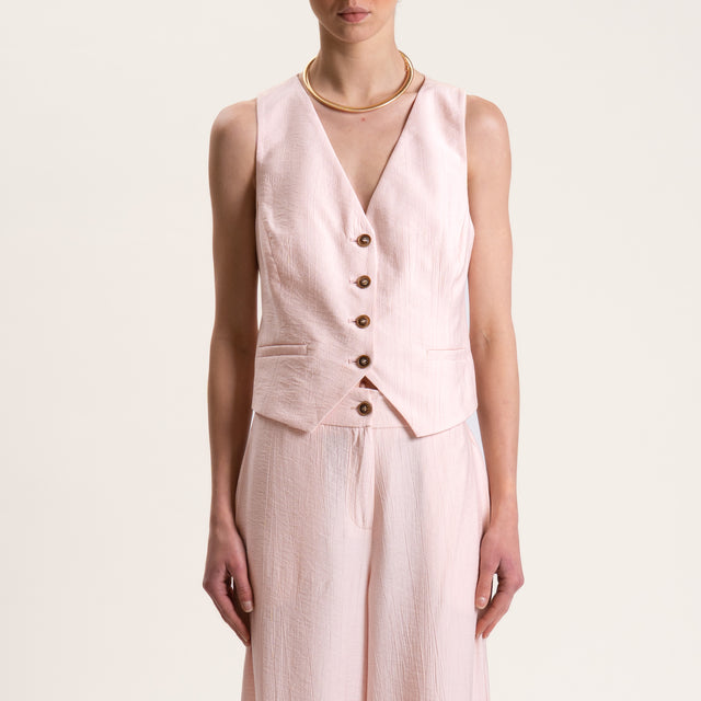 Tensione in-Completo gilet e pantalone viscosa goffrato - rosa